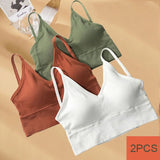 INTIMO SECRETS Women’s 2-Pack Padded Crop Top Bra – Wire-Free Summer Active Vest