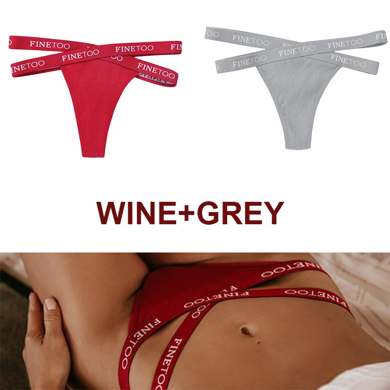 INTIMO SECRETS 2PCS Cotton Thongs – Sexy Cross-Strap G-String Underwear for Women