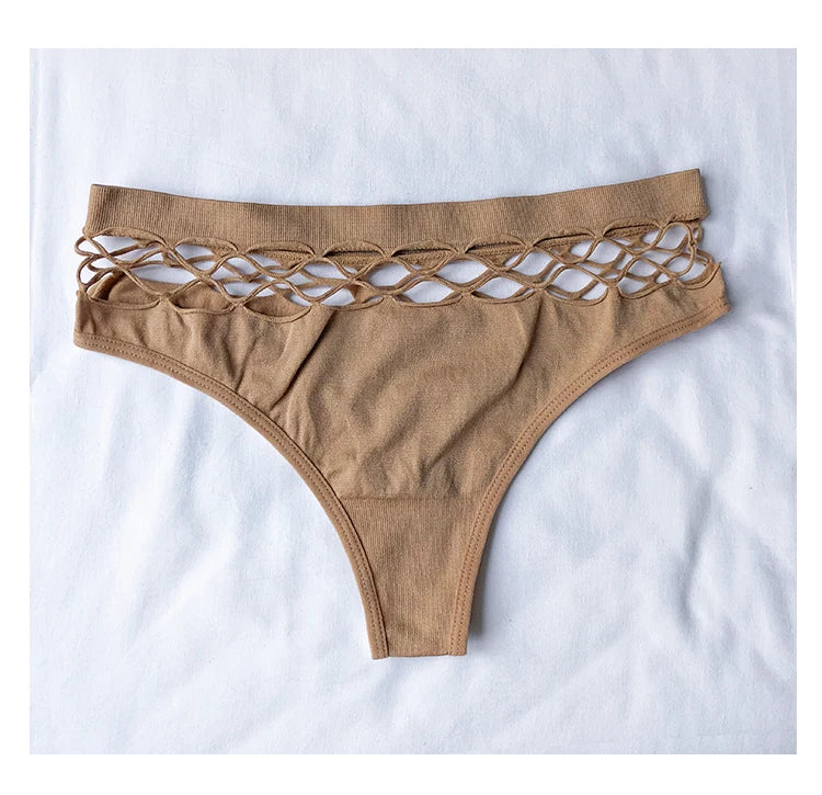 INTIMO SECRETS Women’s Hollow-Out Seamless G-String – Sexy Mid-Waist Panties