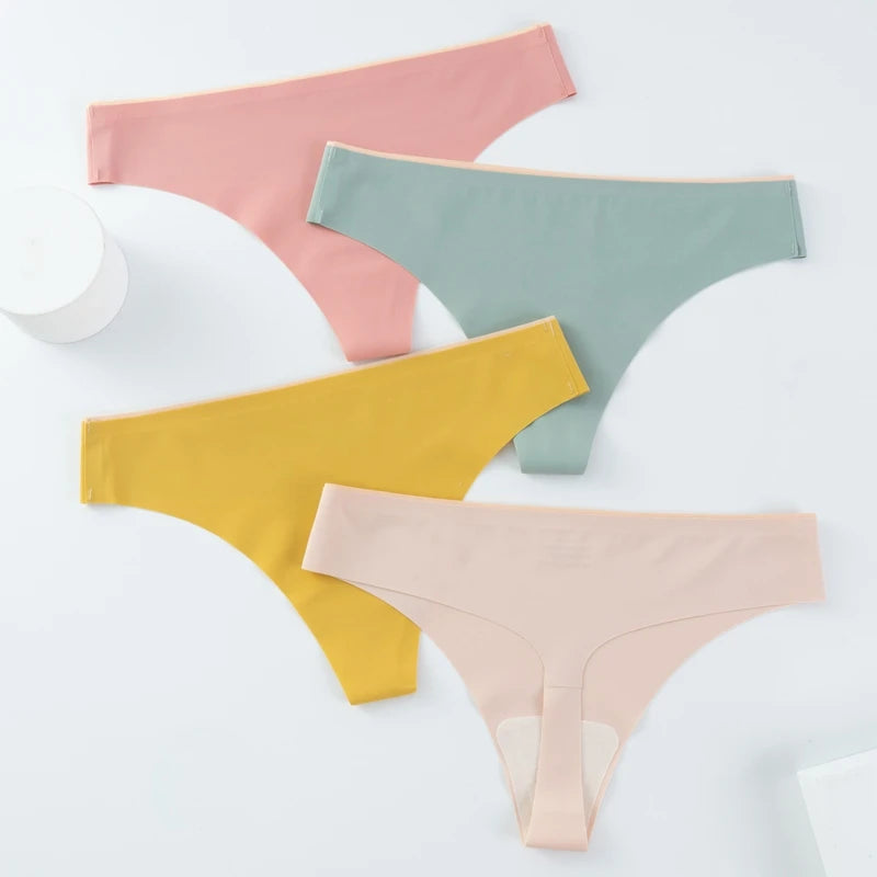 INTIMO SECRETS Ice Silk Seamless Thong – Low-Rise G-String Underwear for Women XXL