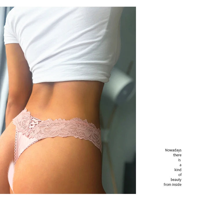 INTIMO SECRETS Women’s Sexy Lace Thong – Low-Waist G-String, Breathable Embroidered Panties