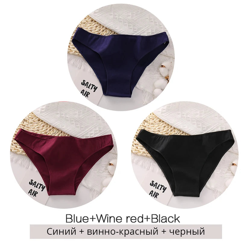 INTIMO SECRETS 3PCS Cotton Panties – Plus Size Women M-2XL Lingerie