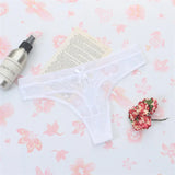 INTIMO SECRETS Sexy Lace Leaves Transparent G-String – Sheer T-Back Thong with Button Detail & Cotton Comfort