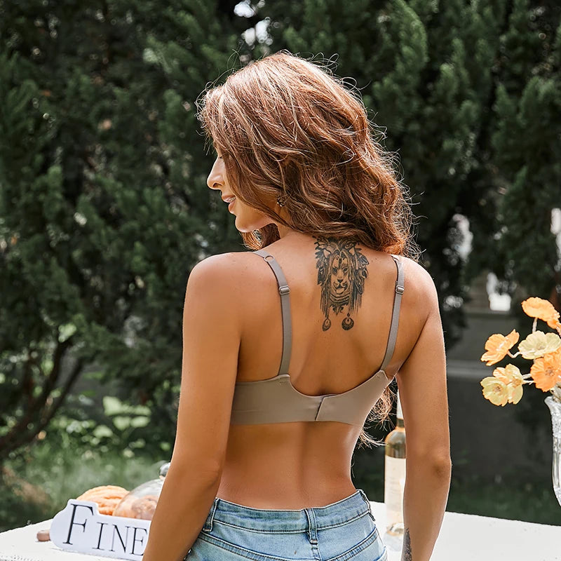 INTIMO SECRETS Soft Wireless Deep V Bra – Sexy Padded Bralette