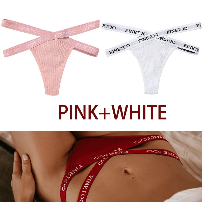 INTIMO SECRETS 2PCS Cotton Thongs – Sexy Cross-Strap G-String Underwear for Women
