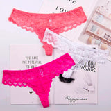 INTIMO SECRETS Sexy Lace Leaves Transparent G-String – Sheer T-Back Thong with Button Detail & Cotton Comfort