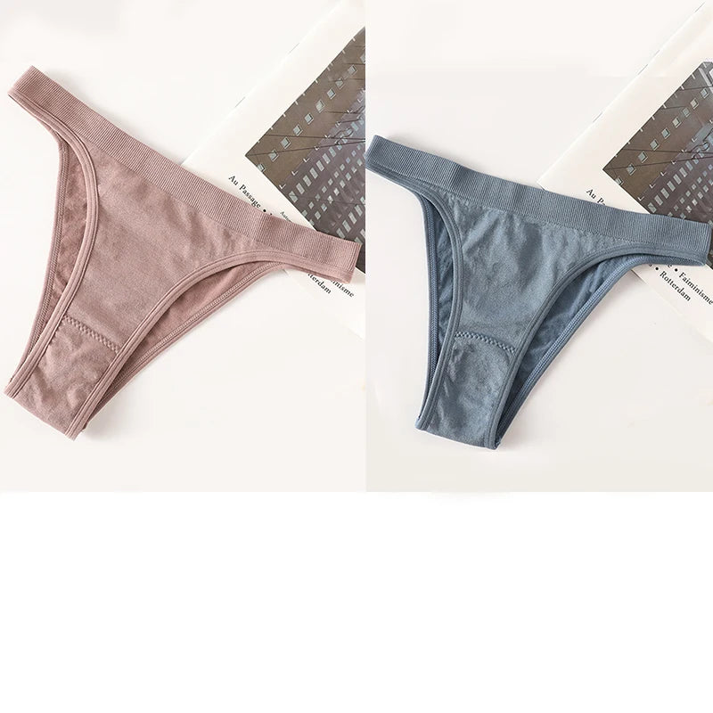 INTIMO SECRETS 2-Pack Brazilian G-String Set – Seamless High-Leg Thong with 100% Cotton Gusset & Sporty Wide Waistband