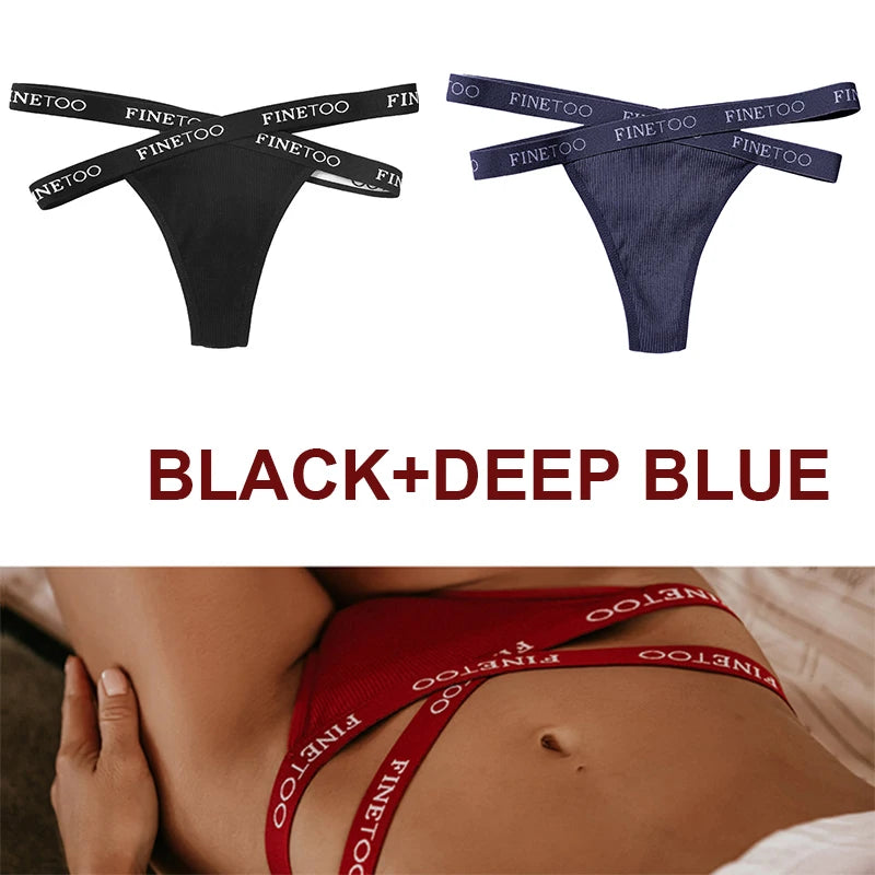 INTIMO SECRETS 2PCS Cotton Thongs – Sexy Cross-Strap G-String Underwear for Women