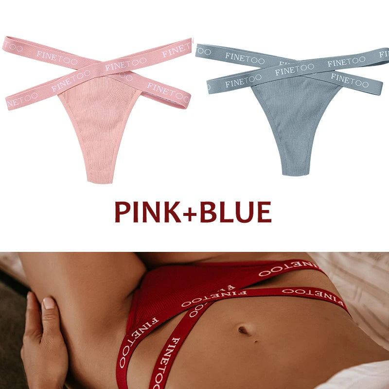 INTIMO SECRETS 2PCS Cotton Thongs – Sexy Cross-Strap G-String Underwear for Women