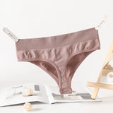 2PCS/Set Seamless G-String Panties Women Thongs Sexy Panty Lingerie Solid Color Female High Waist Thongs Women's Underwear