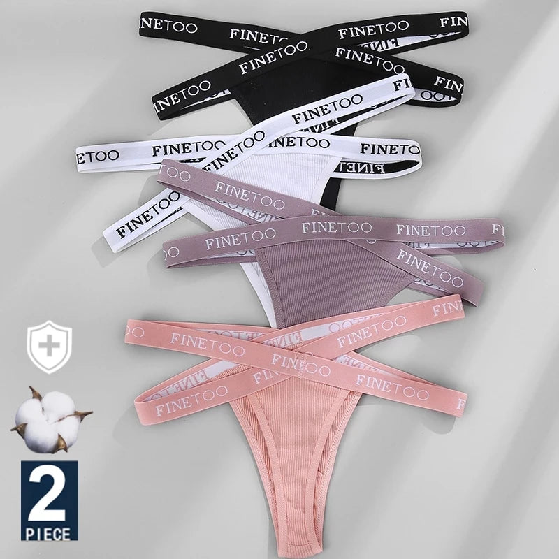 INTIMO SECRETS 2PCS Cotton Thongs – Sexy Cross-Strap G-String Underwear for Women