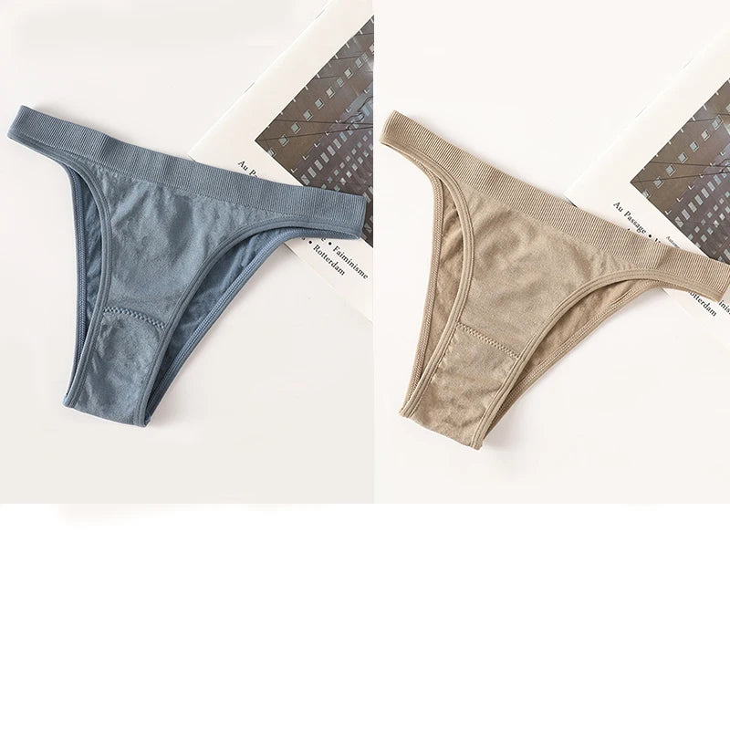 INTIMO SECRETS 2-Pack Brazilian G-String Set – Seamless High-Leg Thong with 100% Cotton Gusset & Sporty Wide Waistband