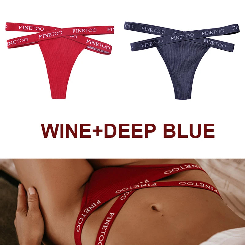 INTIMO SECRETS 2PCS Cotton Thongs – Sexy Cross-Strap G-String Underwear for Women