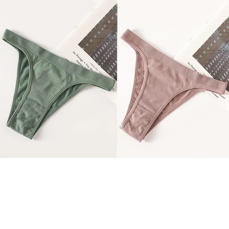 INTIMO SECRETS 2-Pack Brazilian G-String Set – Seamless High-Leg Thong with 100% Cotton Gusset & Sporty Wide Waistband