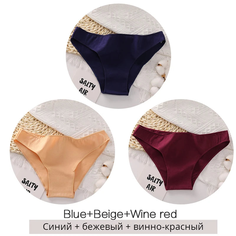 INTIMO SECRETS 3PCS Cotton Panties – Plus Size Women M-2XL Lingerie