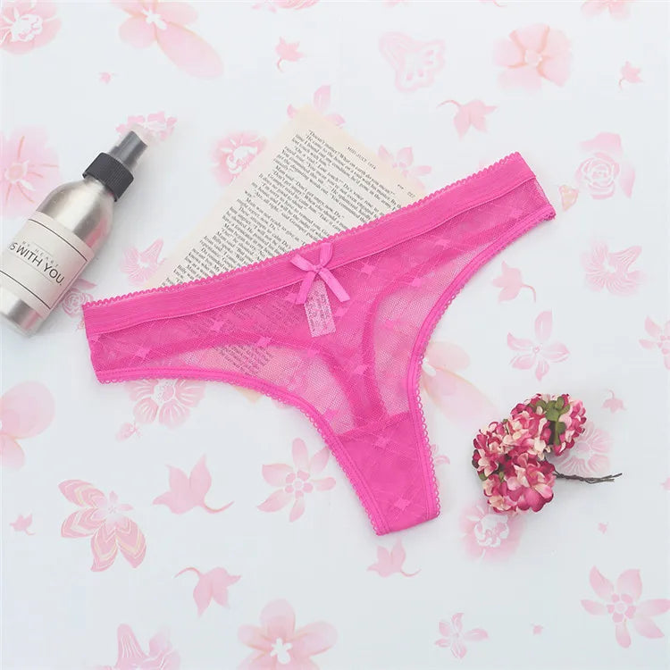 INTIMO SECRETS Sexy Lace Leaves Transparent G-String – Sheer T-Back Thong with Button Detail & Cotton Comfort