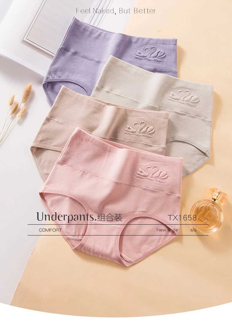 INTIMO SECRETS 4PCS High Waist Cotton Panties – Plus Size Women’s Lingerie