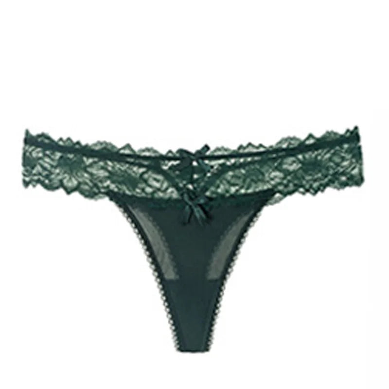 INTIMO SECRETS Women’s Sexy Lace Thong – Low-Waist G-String, Breathable Embroidered Panties