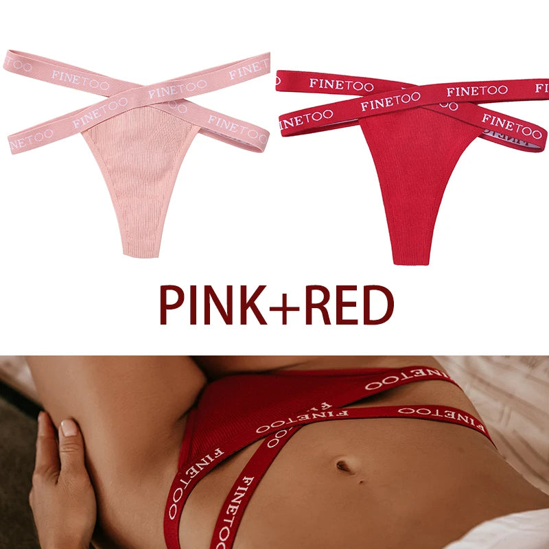 INTIMO SECRETS 2PCS Cotton Thongs – Sexy Cross-Strap G-String Underwear for Women
