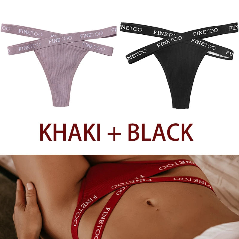 INTIMO SECRETS 2PCS Cotton Thongs – Sexy Cross-Strap G-String Underwear for Women