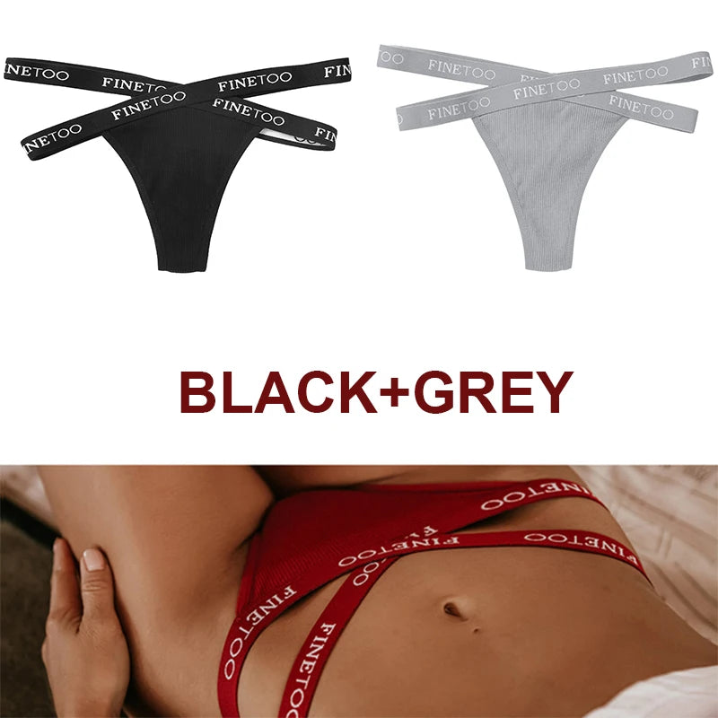 INTIMO SECRETS 2PCS Cotton Thongs – Sexy Cross-Strap G-String Underwear for Women