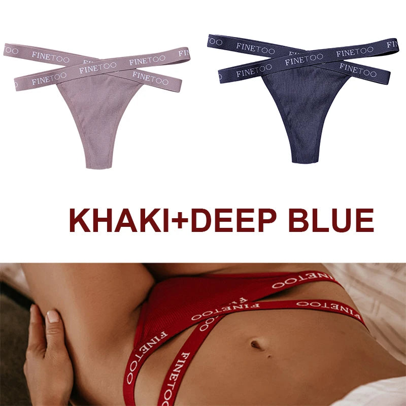 INTIMO SECRETS 2PCS Cotton Thongs – Sexy Cross-Strap G-String Underwear for Women