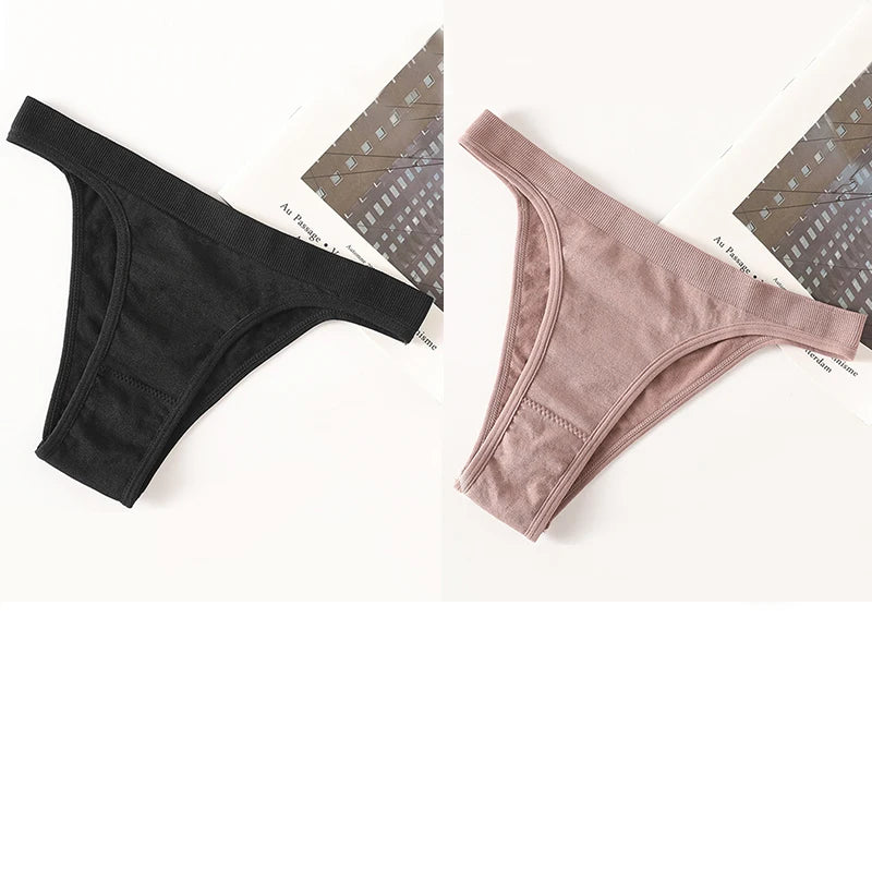 INTIMO SECRETS 2-Pack Brazilian G-String Set – Seamless High-Leg Thong with 100% Cotton Gusset & Sporty Wide Waistband