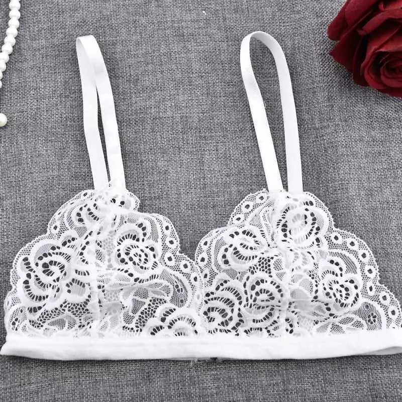 INTIMO SECRETS Women’s Transparent Lace Bra – Sexy Invisible Wire-Free Floral Bralette