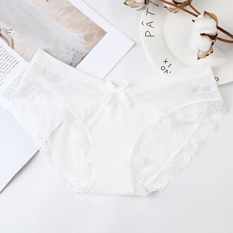 INTIMO SECRETS Sexy Lace Mesh Panties - Low-Rise Floral Lingerie Briefs