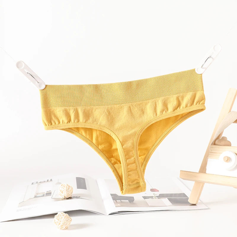 2PCS/Set Seamless G-String Panties Women Thongs Sexy Panty Lingerie Solid Color Female High Waist Thongs Women's Underwear