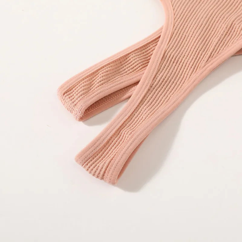 INTIMO SECRETS 3-Piece Seamless Push-Up Sports Bra Set – Deep U-Shape Ribbed Lingerie