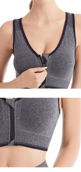 INTIMO SECRETS Front Zipper Sports Bra – Wire-Free Seamless Active Bra