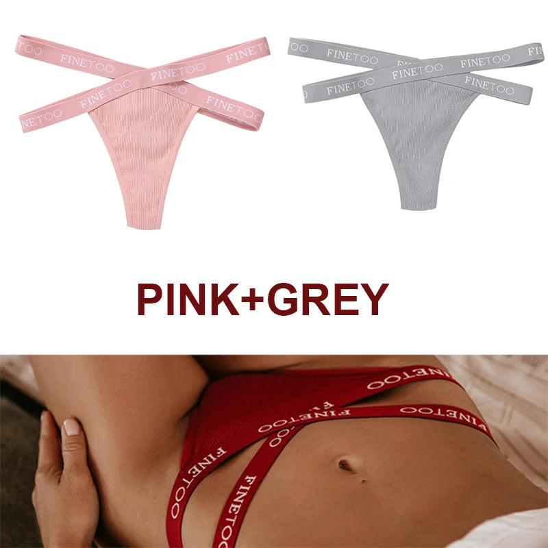 INTIMO SECRETS 2PCS Cotton Thongs – Sexy Cross-Strap G-String Underwear for Women