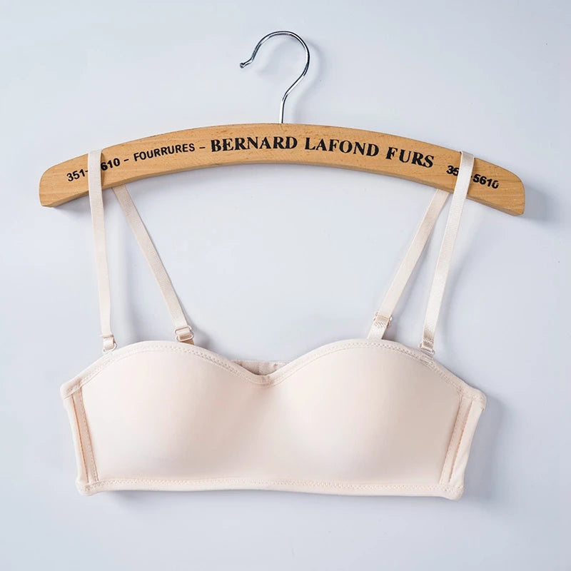 INTIMO SECRETS Women’s Invisible Strapless Bralette – 1/2 Cup Seamless Sexy Bra for Party & Wedding