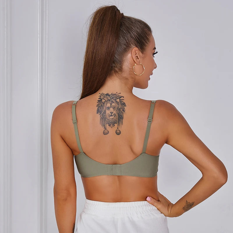 INTIMO SECRETS Soft Wireless Deep V Bra – Sexy Padded Bralette