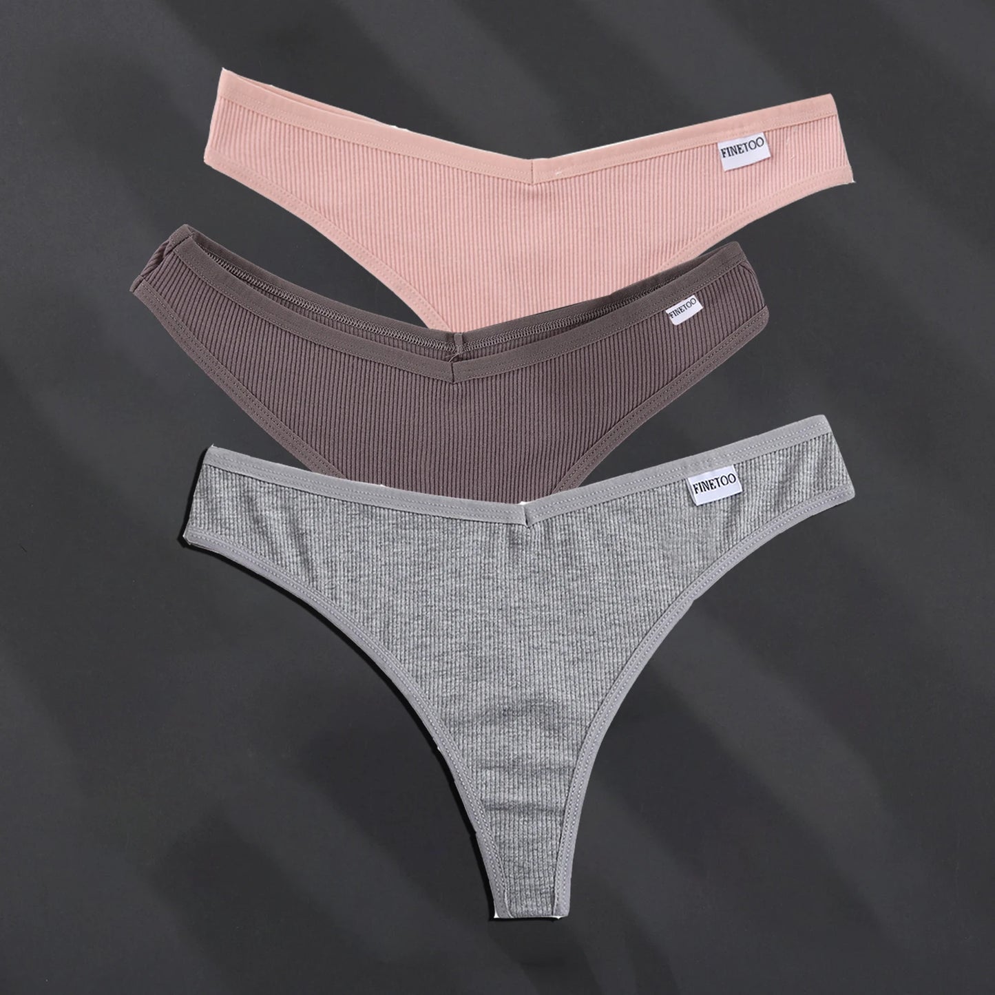 INTIMO SECRETS 3PCS Cotton G-Strings – Sexy Low-Rise Thong Underwear for Women M–XL