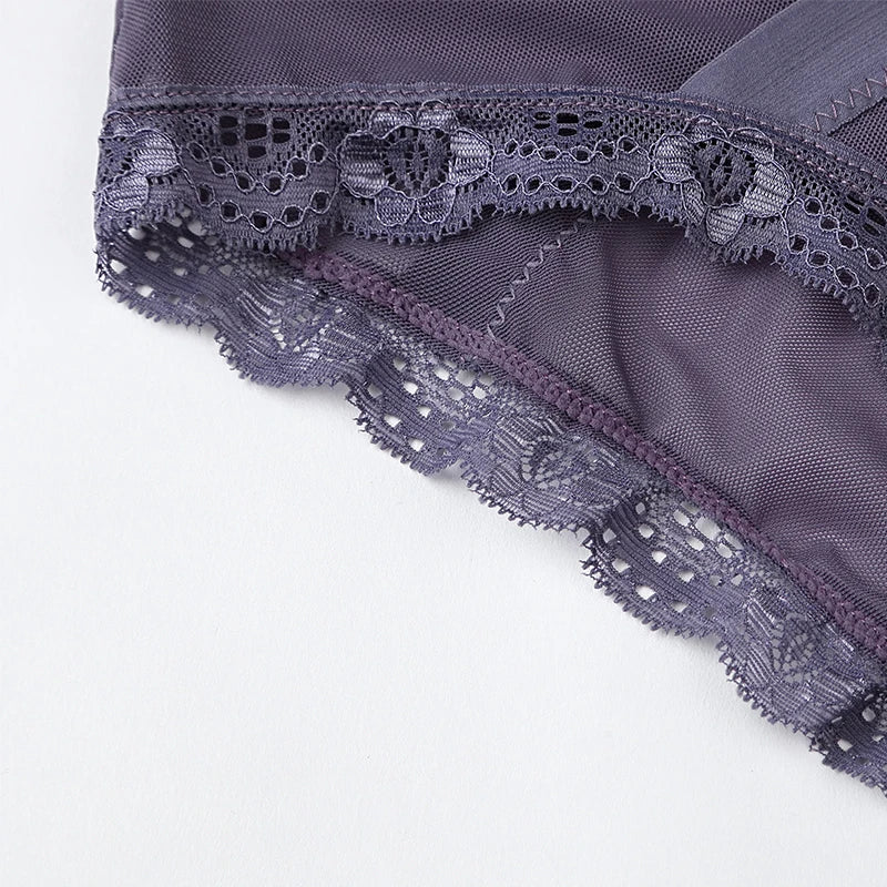 INTIMO SECRETS Sexy Lace Mesh Panties - Low-Rise Floral Lingerie Briefs