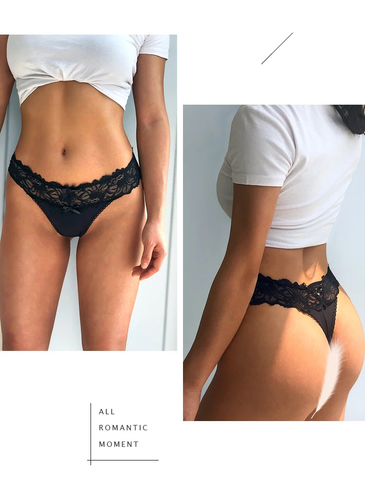 INTIMO SECRETS Women’s Sexy Lace Thong – Low-Waist G-String, Breathable Embroidered Panties