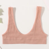 INTIMO SECRETS 3-Piece Seamless Push-Up Sports Bra Set – Deep U-Shape Ribbed Lingerie