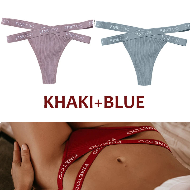 INTIMO SECRETS 2PCS Cotton Thongs – Sexy Cross-Strap G-String Underwear for Women