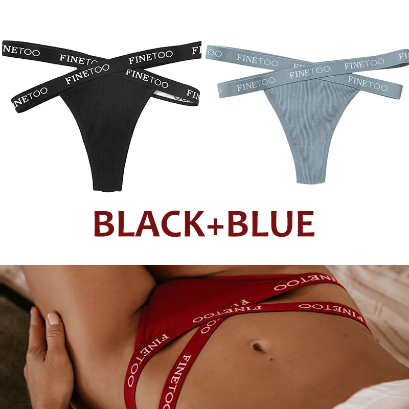 INTIMO SECRETS 2PCS Cotton Thongs – Sexy Cross-Strap G-String Underwear for Women