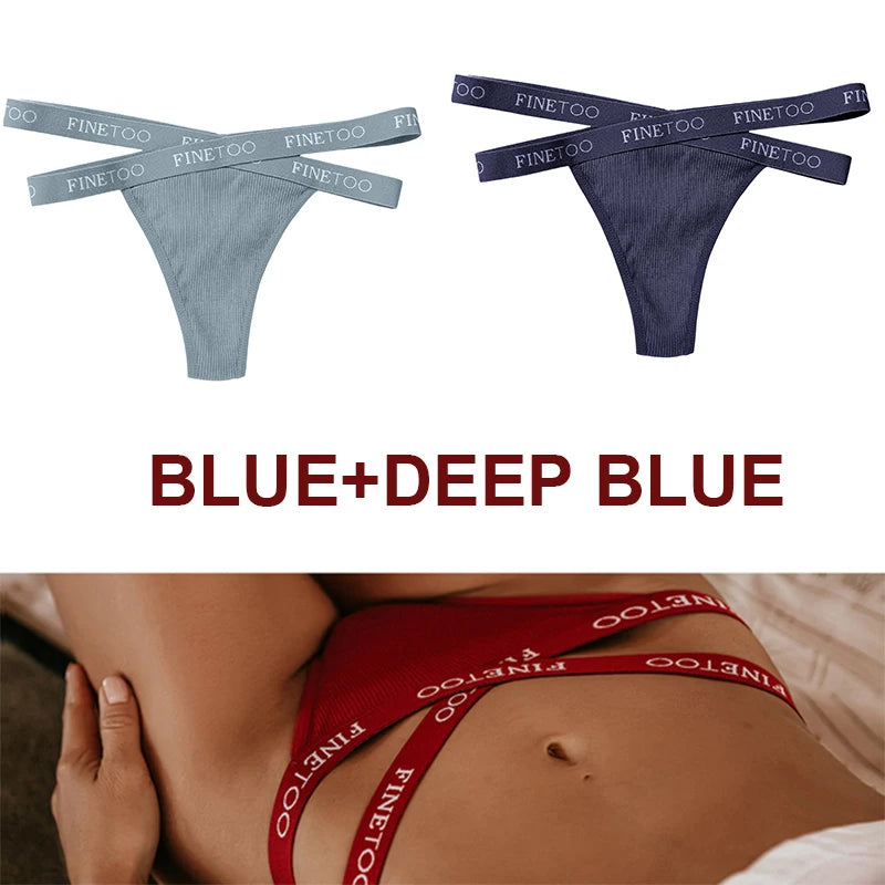 INTIMO SECRETS 2PCS Cotton Thongs – Sexy Cross-Strap G-String Underwear for Women
