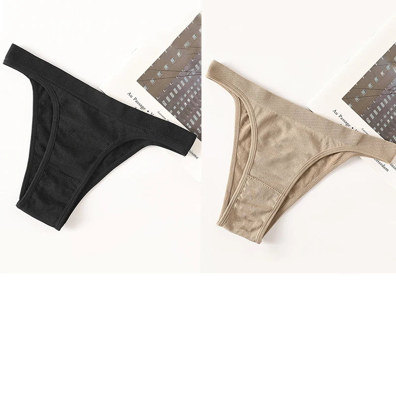 INTIMO SECRETS 2-Pack Brazilian G-String Set – Seamless High-Leg Thong with 100% Cotton Gusset & Sporty Wide Waistband