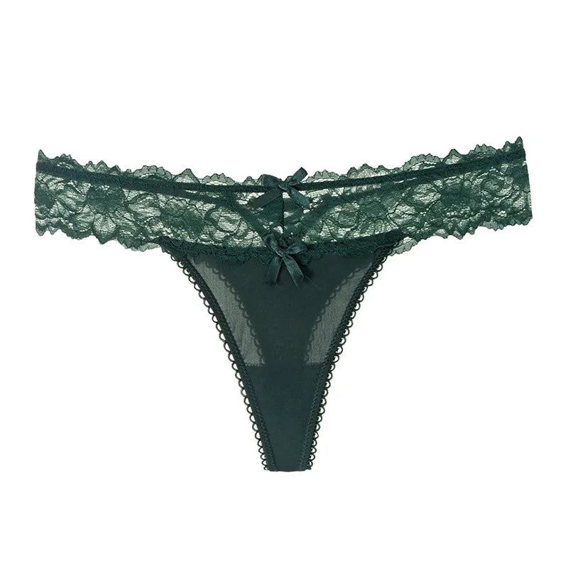 INTIMO SECRETS Women’s Sexy Lace Thong – Low-Waist G-String, Breathable Embroidered Panties