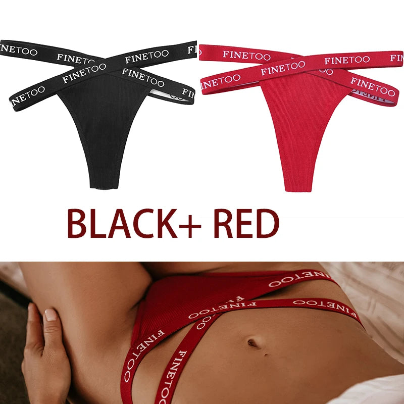 INTIMO SECRETS 2PCS Cotton Thongs – Sexy Cross-Strap G-String Underwear for Women
