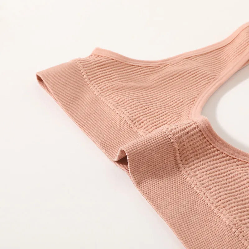 INTIMO SECRETS 3-Piece Seamless Push-Up Sports Bra Set – Deep U-Shape Ribbed Lingerie