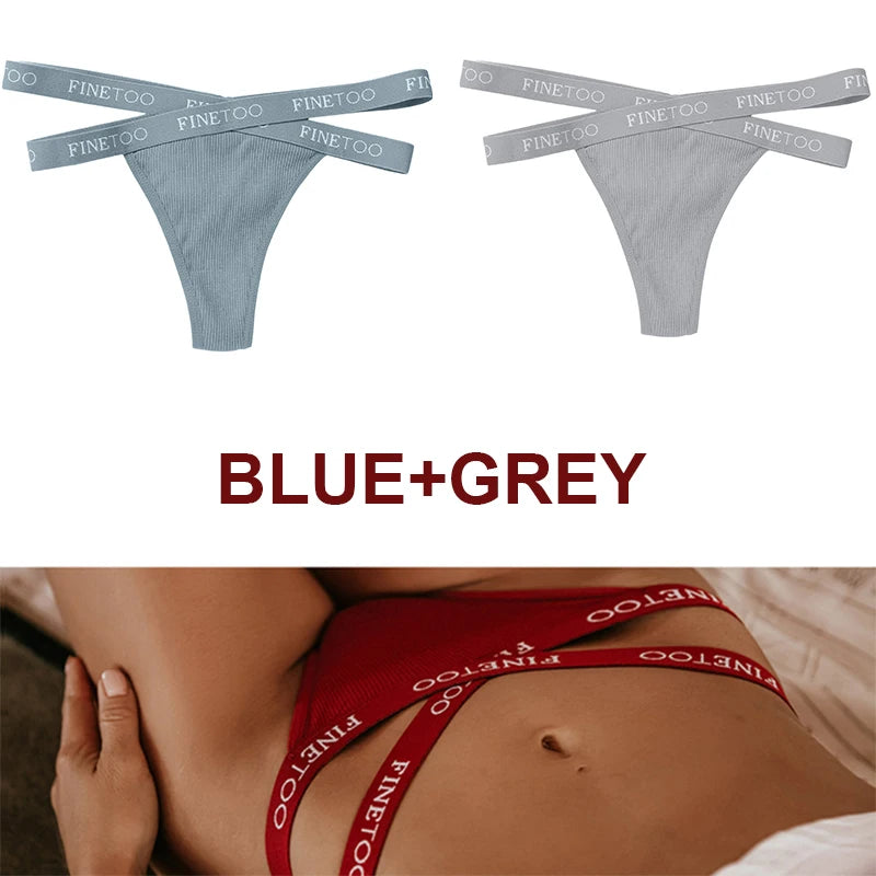 INTIMO SECRETS 2PCS Cotton Thongs – Sexy Cross-Strap G-String Underwear for Women
