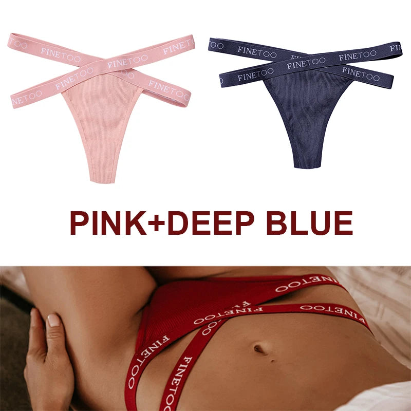 INTIMO SECRETS 2PCS Cotton Thongs – Sexy Cross-Strap G-String Underwear for Women