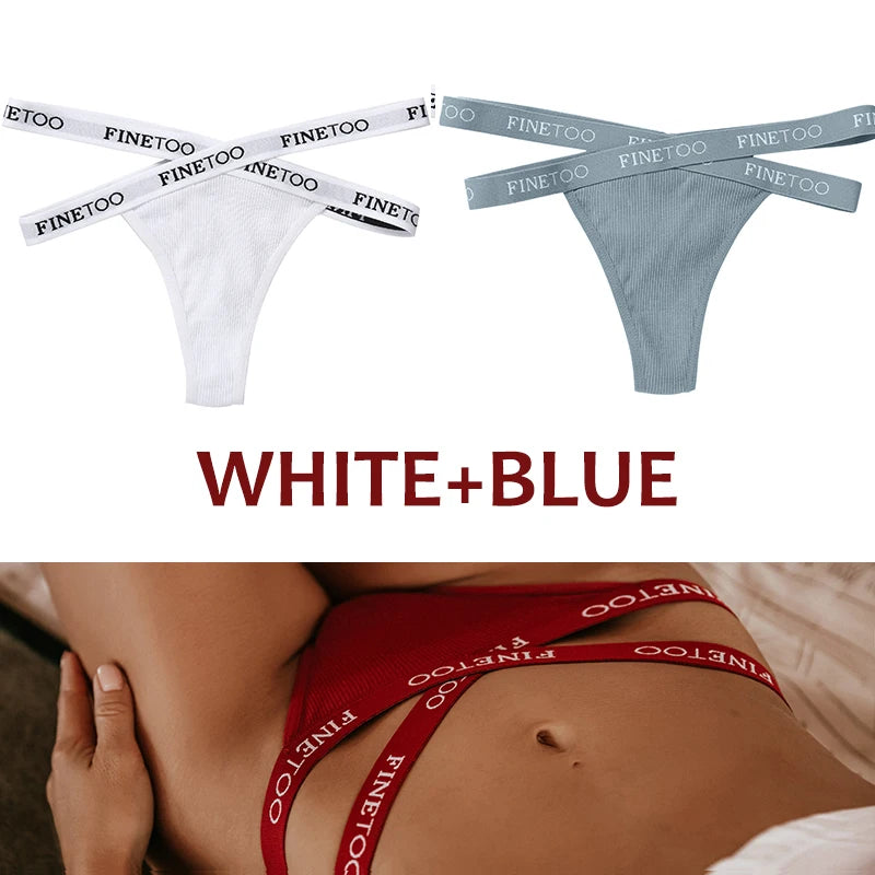 INTIMO SECRETS 2PCS Cotton Thongs – Sexy Cross-Strap G-String Underwear for Women
