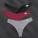 INTIMO SECRETS 3PCS Cotton G-Strings – Sexy Low-Rise Thong Underwear for Women M–XL